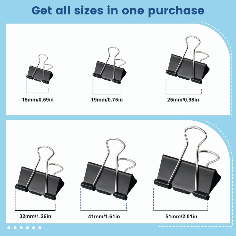208 PCS Binder Clips Paper Clamps Assorted Sizes, Metal Paper