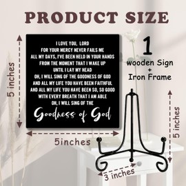 The Goodness of God Sign, Rustic Christian Decor, Farmhouse Home Decor Office Decor, Inspirational Christian Gifts for Women Men, Vintage Decor for Living Room Bedroom Bathroom, 5" x 5"-284