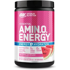 Optimum Nutrition Amino Energy Powder Plus Hydration, with BCAA, Electrolytes, and Caffeine, Watermelon Splash, 30 Servings (Packaging May Vary)