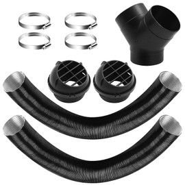 GIONAR 9 Pcs Air Diesel Heater Set, 75mm Exhaust Pipe Set Diesel Heater Ducting Tube for Diesel Heater Accessories with 2 Heating Ducts, 2 Heater Ducting Vent Outlets, 1 Y-pipe and 4 Hose Clamps