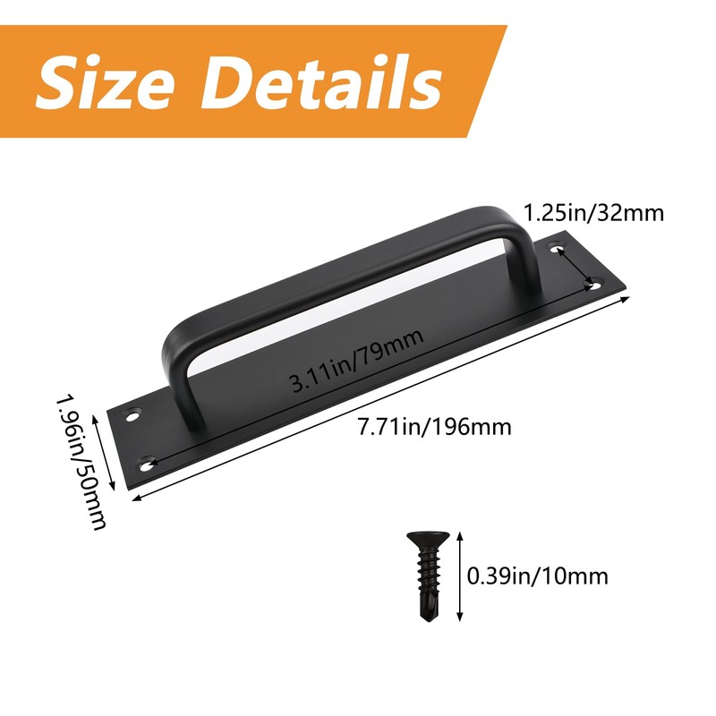MOROBOR Pull Push Door Plate Handle,2pcs 8inch Aluminum Alloy Heavy