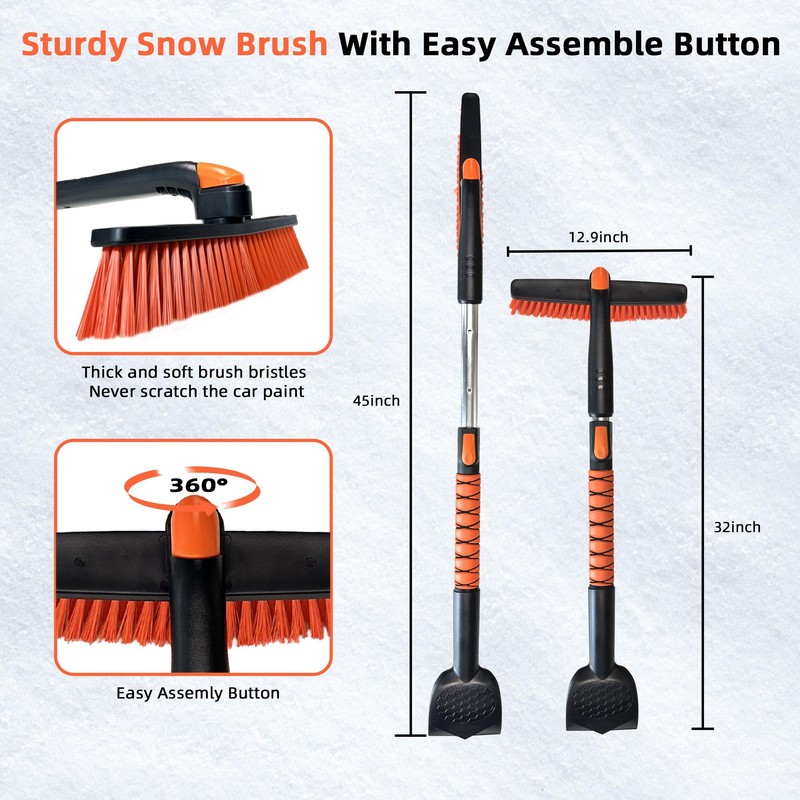 AMADAW 45" Extendable Snow Brush and Ice Scrapers for Car