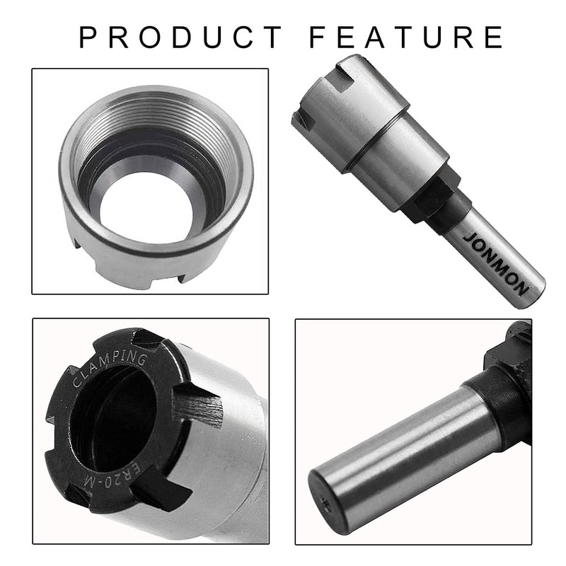 JONMON 1/2 Inch Shank Router Collet Extension Chuck Converter Adapter,Woodworking