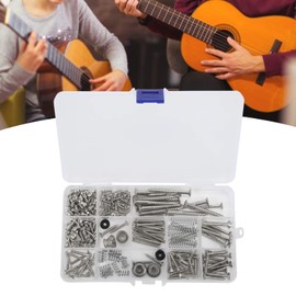 Electric Guitar Screw Kit, Guitar Mounting Screws Assortment Box Repair Fasteners Kit for Electric Guitar Bridge Pickup Pickguard Tuner Neck Plate(Silver)