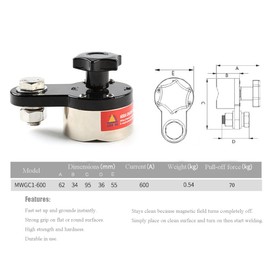 EODSAD 600A Magnetic Welding Ground Clamp, Welding Magnets, Switchable Magnet Welding Holder, Grounding Magnetic Connector Earth Switch for Welding Fixed