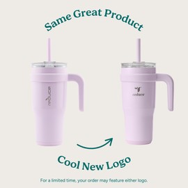 Reduce 24 oz Stainless Steel Tumbler with Handle - Dual-Wall Vacuum Insulated Travel Mug, Sweat-Proof Lid & Reusable Straw - Keeps Drinks Cold for 24 Hrs, Fits Cupholders, Dishwasher Safe-Mineral Blue