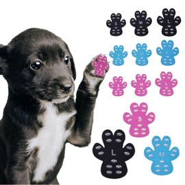 EU SOU Dog Anti-Slip Seal Pad Paw Seal Dog Anti-slip Paw Protection Pet Shoes Flooring (Black (20 Pieces), Large