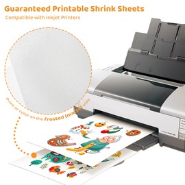 YONOVO 196 Pcs Printable Shrink Plastic Sheets Kit, 15 Pcs Printable Shrink Paper Heat Shrink Film Sheets Art Kit for Inkjet Printer with Hole Punch,Jump Rings,Alphabet Beads,Keychains&Leather Tassels