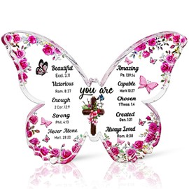 YXOTJHS Christian Gifts for Women, Butterfly Inspirational Gifts for Friends, Religious Spiritual Gifts for Her Mom Girl Coworker Sister, Birthday Gift for Women - Acrylic Plaque