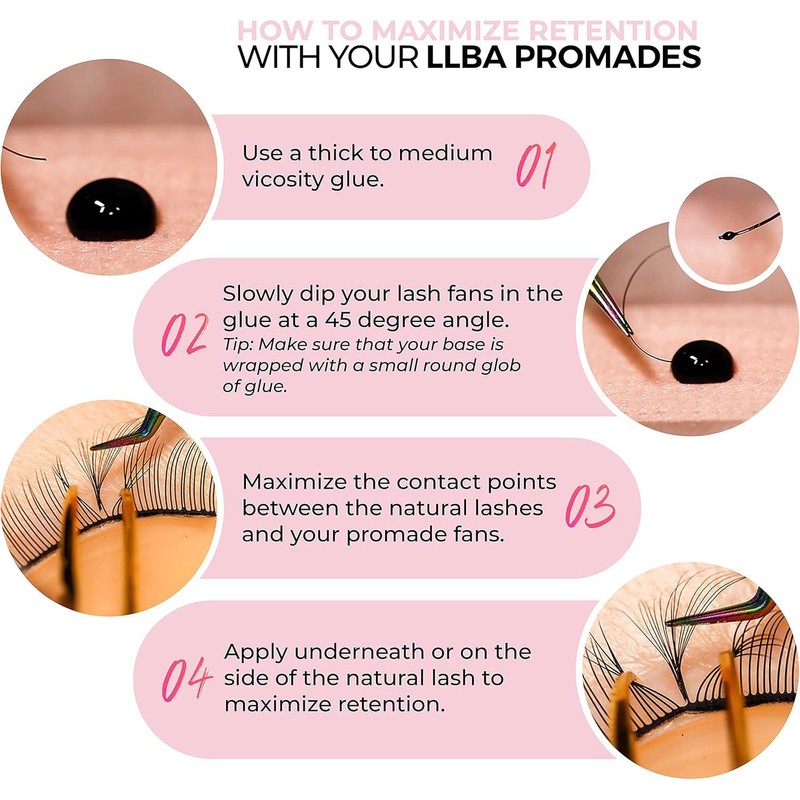 LLBA Promade Mix 750 Fans | Handmade Volume Eyelashes |