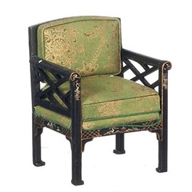 Dollhouse Miniature Chinoises Chippendale Armchair, Black