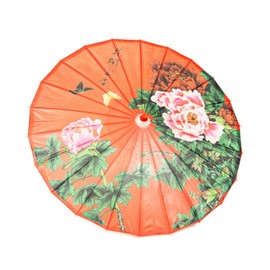 Asian Home Rainproof Handmade Chinese Oiled Paper Umbrella Parasol 33" Peony