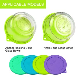 Sophico 2 Cup Round Silicone Storage Cover Lids Replacement for Pyrex 7200-PC and Anchor Hocking Glass Bowls (Container not Included) |Green-2 Pack|