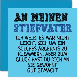 Funny Father's Day Cards for Stepdad - Well Made - Funny Birthday Card for Stepdad from Son and Daughter Stepdad Birthday Gifts 145mm x 145mm Greeting Cards