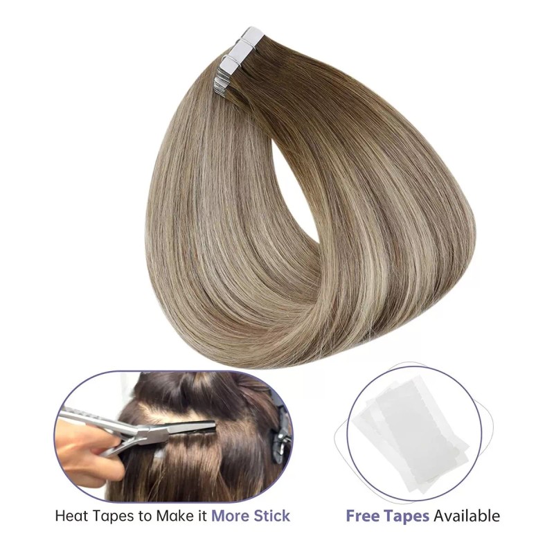 Fshine Extensiones Cabello Humano 50gr 14in 3 Raíces Marrones Que