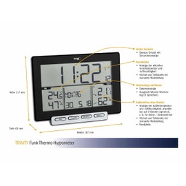 TFA Dostmann Trinity Wireless Thermo-Hygrometer for Indoor and Outdoor Climate with Thermo-Hygrometer