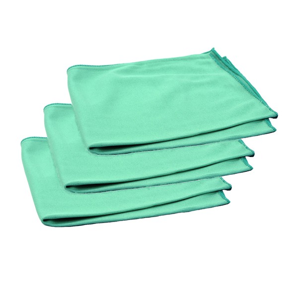 Real Clean 16x16 Green Microfiber Window Glass Cleaning Towels (Pack of 3)