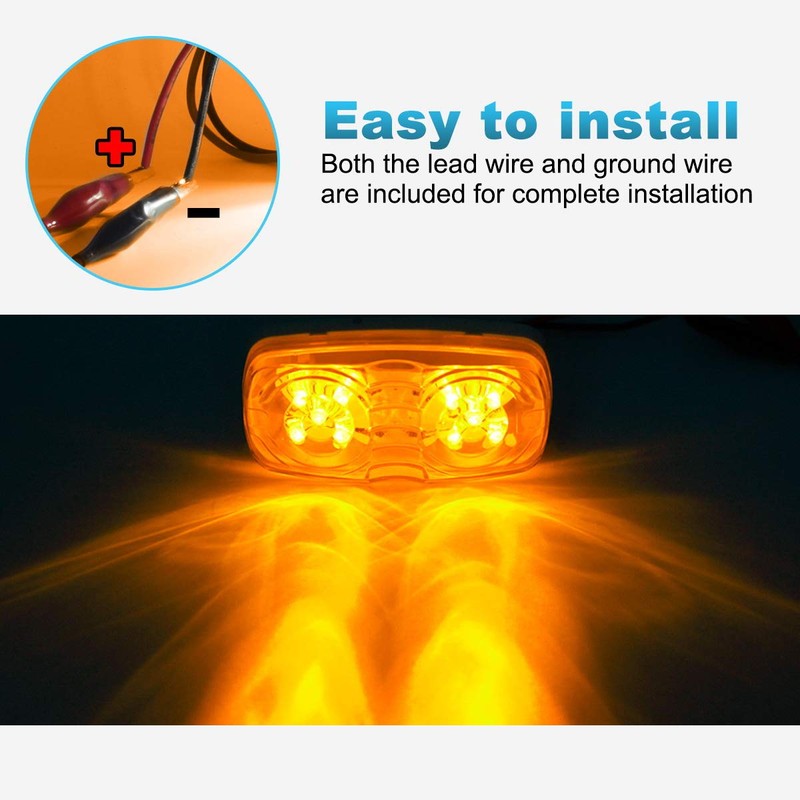 Partsam Five Trailer Marker LED Light Double Bullseye Amber 10