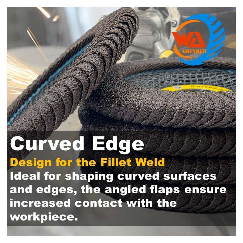 WA 5PCS - 4 1/2"x7/8" Curved Edge 120# Calcined Alumina