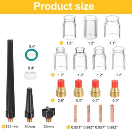 HARFINGTON 39pcs Tig Torch Kit for WP-9, WP-20, WP-25 with TIG Welding Torch Tungsten Electrode Holder Connector Ceramic Nozzle for Welding Related Equipment