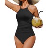 Holipick Women High Neck One Piece Swimsuit Tummy Control Bathing