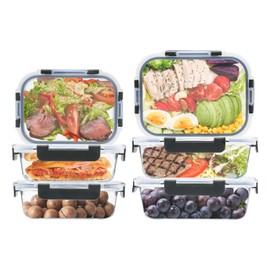 GULFLIN 6 Pack Glass Meal Prep Containers, Food Storage Containers, Airtight Bento Boxes with Leak Proof Lids, Freezer to Microwave Safe