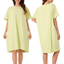 voeeron voeeron Hospital Gowns for Women Soft Short Sleeve Patient Gown Open Back Snap Adaptive Clothes with Pockets (Light Green,2XL)