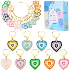 SUNNYCLUE 1 Box 18Pcs Enamel Love Crochet Stitch Marker Heart Valentines Stitch Markers Knitting Crochet Markers Locking Stitch Marker for Knitting Weaving Sewing Needleworks Jewelry Making Crafts