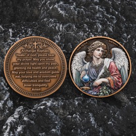 Archangel Raphael Healing Prayer Coin – Inspirational Christian Token of Divine Healing and Peace