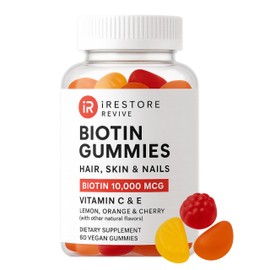 iRestore Hair Gummy Vitamins, Vegan Biotin Gummies for Hair Skin and Nails Gummies, Hair Gummies, Biotin Gummies for Hair Growth Biotin Vitamins Hair Vitamins Gummies for Women & Men, Biotin 10000mcg