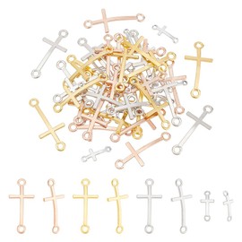 PandaHall 48 Stück Kreuz Anhänger Links, 4 Stil Kreuz Charms Doppelte Schleife Kreuzglieder Legierungs Verbindungs Charms für Ostern Weihnachten DIY Armband Halskette Schmuck Basteln Partygeschenke