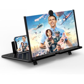 20" Screen Magnifier for Cell Phone,3D HD Magnifying Projector Screen Enlarger for Movies, Videos and Gaming, Foldable Phone Stand Holder with Screen Amplifier,Gifts for Mom Dad & Friends (Black 20")