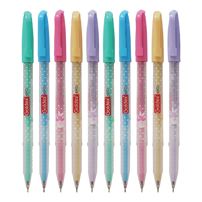 Goldex 10 x 0.7mm Ball Pens Cotton Doll Ball Point