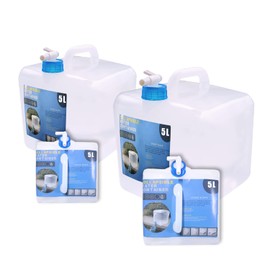 Contenedor de agua plegable con espiga, jarra de almacenamiento de agua para acampar, sin BPA, mochila de senderismo y kit de supervivencia, comedor portátil plegable de 1.3/2.6/3.9/5.3 galones (1.3 galones, paquete de 2)