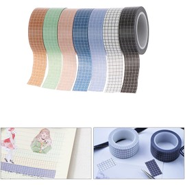 YANGWEN Washi Tape Set, 7 Rolls Colour Checked Pattern Washi Masking Tape Decorative Tape for Scrapbooking DIY Crafts