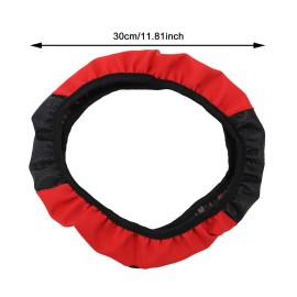 motor_sport2024 Universal 15''/38cm Leather Car Steering Wheel Cover Anti-slip Accessories Black