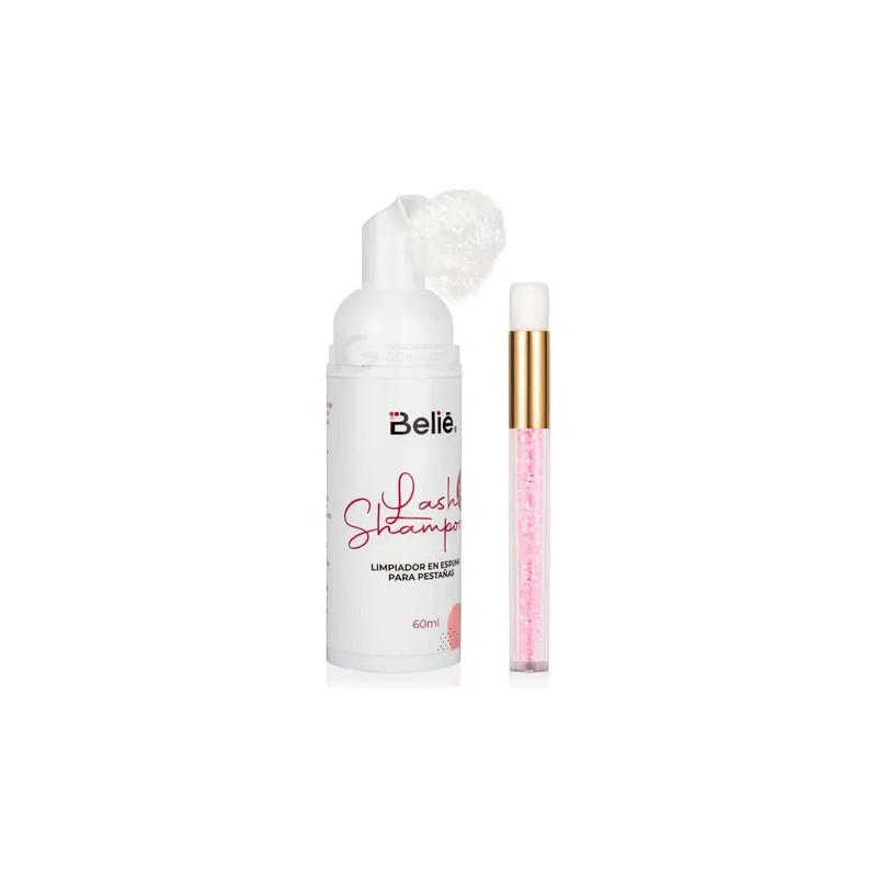 Kit Lash Shampoo Espuma Y Brocha Para Extensiones Pestañas
