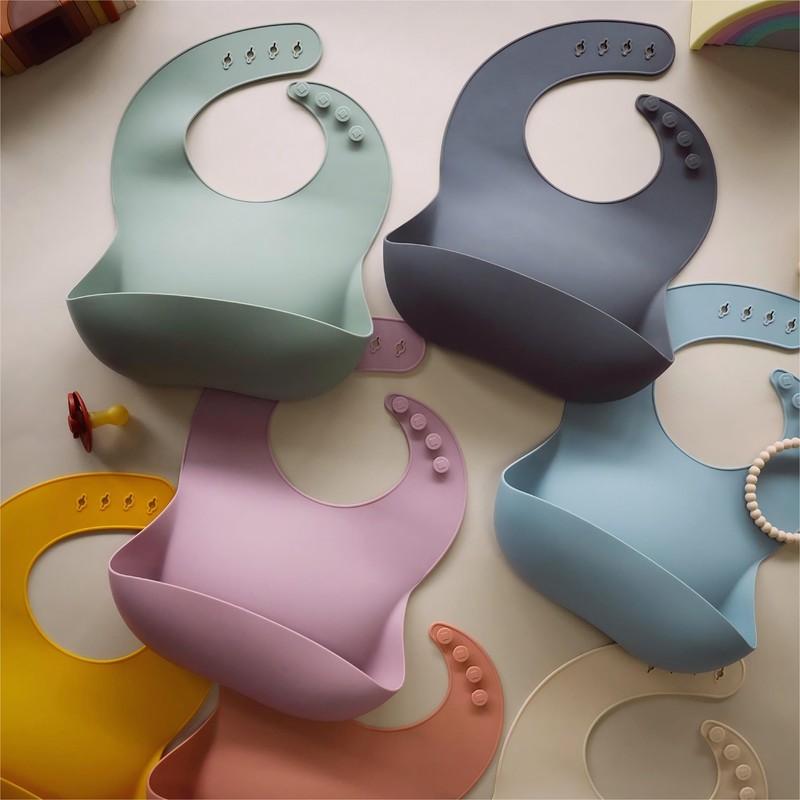 Moonkie Silicone Baby Bibs Set of 2, BPA Free Waterproof