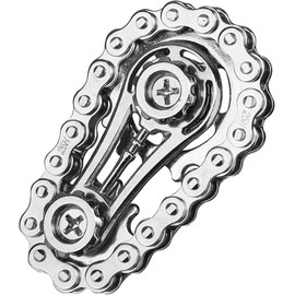 Cool Sprockets Fidget Spinner Toy, Metal Bicycle Chain Desk Fidget for Adults, Convertible Gear Finger Spinning Gift for Christmas Birthday Souvenir（Gold）