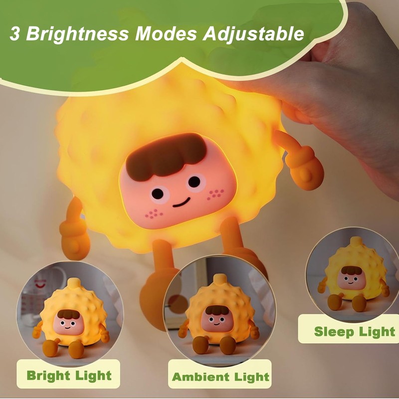 Toddlers Night Lights USB Rechargeable Warm Light Timer Cute Durian