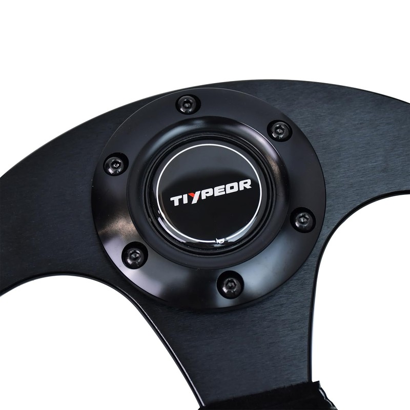 TIYPEOR D Shape Kart-Style Open-Top Suede Racing Steering Wheel for