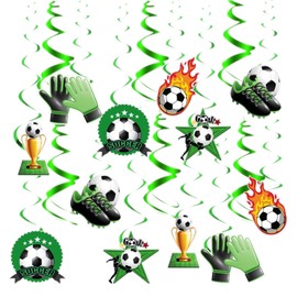 24Pcs Oiuyamn Soccer Party Decoration, Sports Theme Hanging Ceiling Spirals, Soccer Hanging Swirls Decor, Football Theme Birthday Party Supplies for Boys