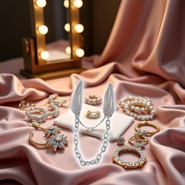 4Pcs Silver Metal Snap Hair Clips Chain Cross Heart Hair Barrettes Clips with Pendant Girls Hair Accessories, Hair Styling Accessories, Hair Care