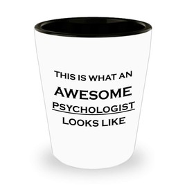 Gifts Idea for Awesome Psychologist Shot Glass Tequila Shotglass Novelty Drinkware - Psychology School Educational Clinical Counseling Forensic Practitioner APA Funny Cute Gag - What Looks Like