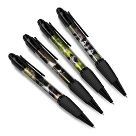 DV DESIGN Set of 4 Border Collie Black Ballpoint Pens - Puppy Animals Scottish Pets Pattern Dogs Friends Boys Girls Men Women Theme Pen #79368