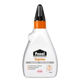 Ponal Ponal Express Holzleim, transparent und schnell trocknender Holzkleber fr vielseitige Verleimungs- & Bastelarbeiten, wasserfester Leim in praktischer Flasche, 1x60g