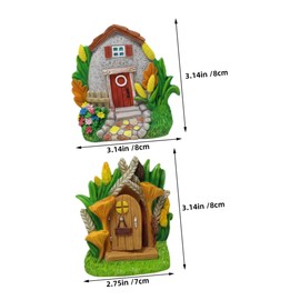 BESPORTBLE Set of 2 Miniature Tree Trunk Ornaments Resin Garden Decoration Miniature Cottage Door for Yard