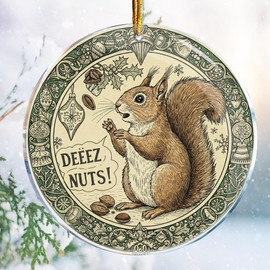 Deeez Nuts Squirrel 2 - Squirrel Gifts Decor for Women Men - Christmas Ornaments - Christmas Decorations - 3.6 in Acrylic - Funny Gag Gifts - White Elephant - Stocking Stuffers