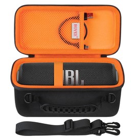 BOVKE Carrying Case for JBL Flip 7 Waterproof Portable Bluetooth Speaker, Flip 7 Protective Storage Holder Bag with Shoulder Strap and Mesh Pocket for Cables, Accessories, Black
