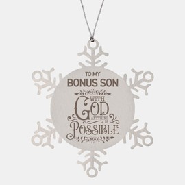 to My Son with God Anything is Possible Bible Verse Son Christmas Ornament Gifts, Motivational Son Gifts, Xmas Gifts for Son Snowflake Ornament Christian Decorations